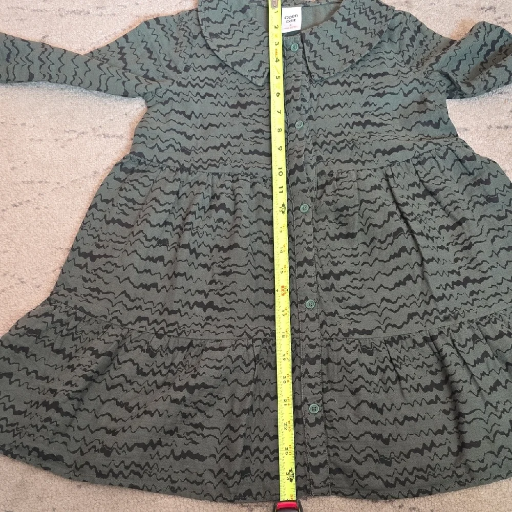 Open Edit 100% Organic Cotton Green Tiered Ruffled Sundress Notc/ Collar, 6 NWOT